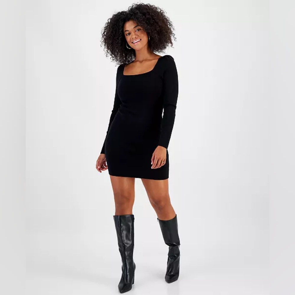 Macy's Bar III Square-Neck Bodycon Sweater Dress